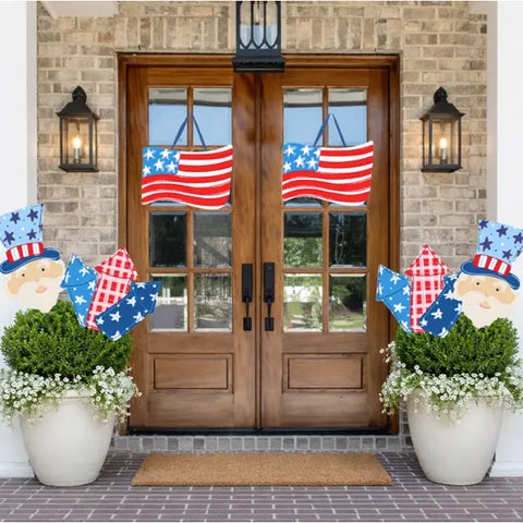 Patriotic 24 Inch Potted Plant Stake- Two Designs