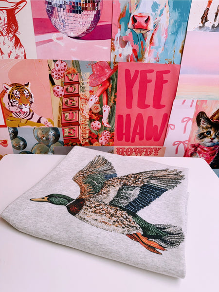 Faux Bedazzled Duck Sweatshirt