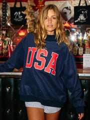 USA Flag Mock Neck Sweatshirt