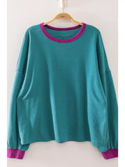 Vintage Stripe Contrast Trim Pullover - 4 Colors