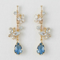 Vintage Blue Crystal Butterfly Dangle Earrings
