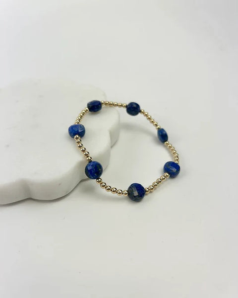enewton 6.25" Admire Gemstone Gold 3mm Bead Bracelet - Lapis