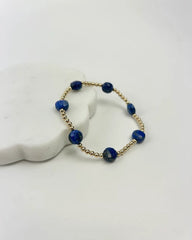 enewton 6.25" Admire Gemstone Gold 3mm Bead Bracelet - Lapis