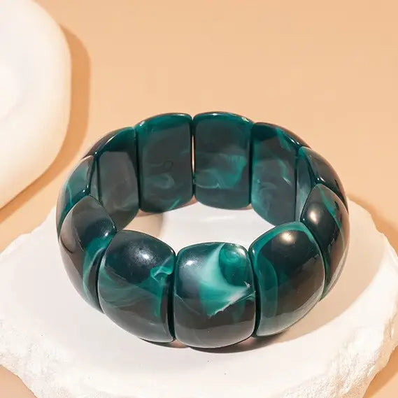 Faux Stone Acrylic Stretch Bracelets - 5 Colors