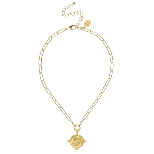 Elephant Intaglio Paperclip Necklace