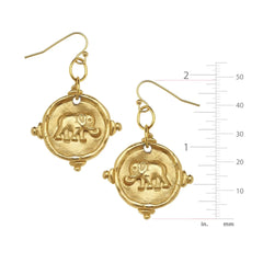 Elephant Intaglio Drop Earrings - Gold