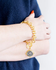 Gold and Silver Elephant Italian Intaglio Bracelet
