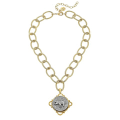 Handcast Gold and Silver Elephant Necklace
