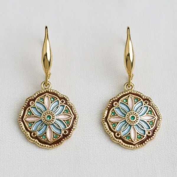 Enamel Drip Art Dangle Earrings