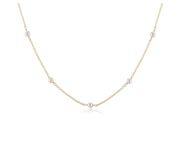 enewton 15" Choker Simplicity Chain Gold - 4mm Pearl