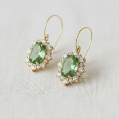 Regal Olive Green Gemstone Drop Earrings