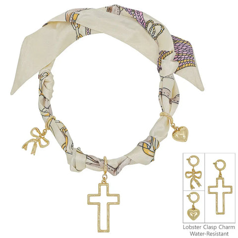Cross, Heart, and Bow Scarf Necklaces - 2 Colors
