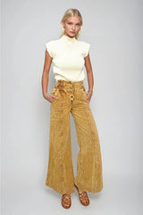 Distressed Corduroy Culotte Pants - 3 Colors