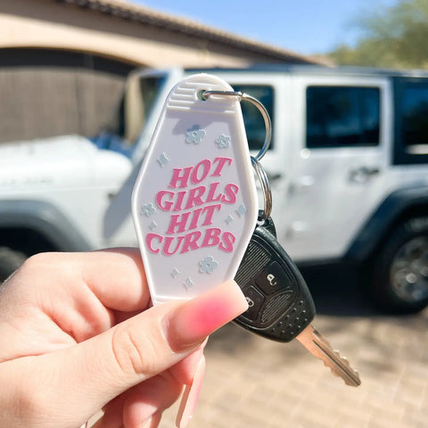 Hot Girls Hit Curbs Motel Keychain