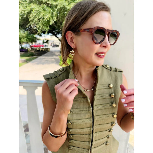 Celeste Snaffle Bit Earrings in Shiny Gold