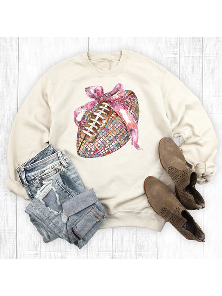 Disco Football Coquette Bow T-Shirt and Sweatshirt