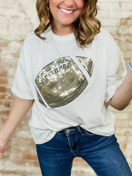 Big Sequin Football T-Shirt