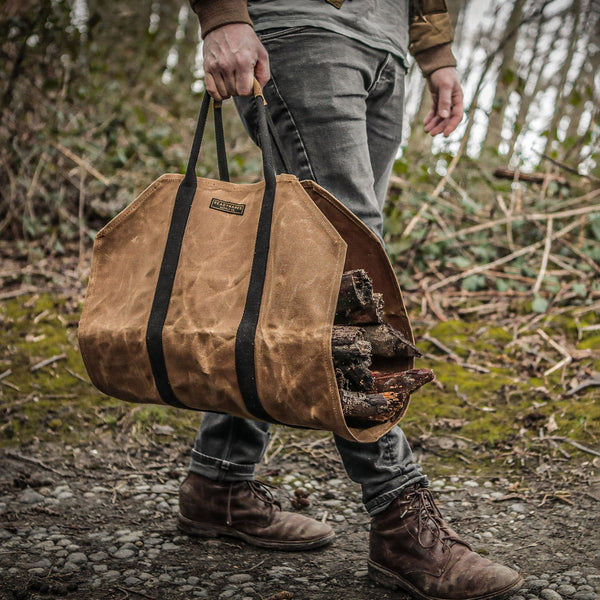 Waxed Canvas Firewood Log Carrier