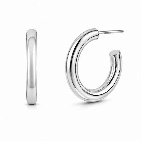 Ellie Vail Flora Medium Hoop Earring - Silver