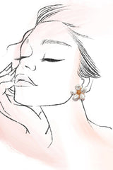 Vintage Bold Pearl Flower Stud Earrings