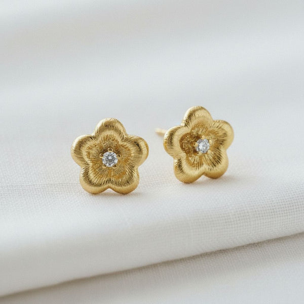 Floral Design Gemstone Drop Earrings