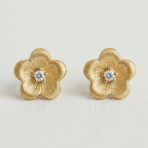 Floral Design Gemstone Drop Earrings