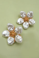 Vintage Bold Pearl Flower Stud Earrings
