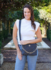 Ariana Crossbody Purse - Black Quilted