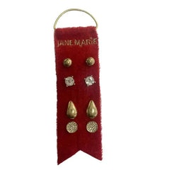 Petite Stud Earring Sets on Velvet Ribbon - 8 Varieties
