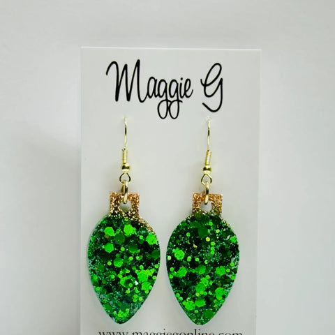 Glitter Christmas Bulb Earrings - 4 Colors