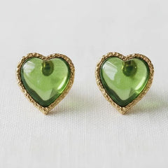 Heart-Shaped Gemstone Drop Earrings