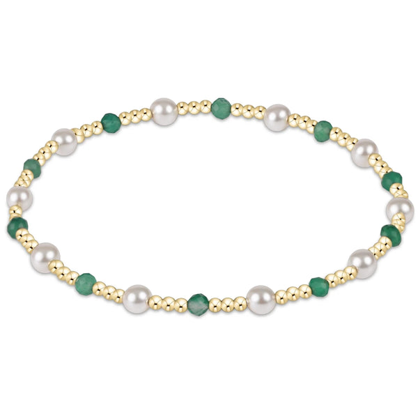 enewton pearl sincerity pattern 4mm bead bracelet - green onyx