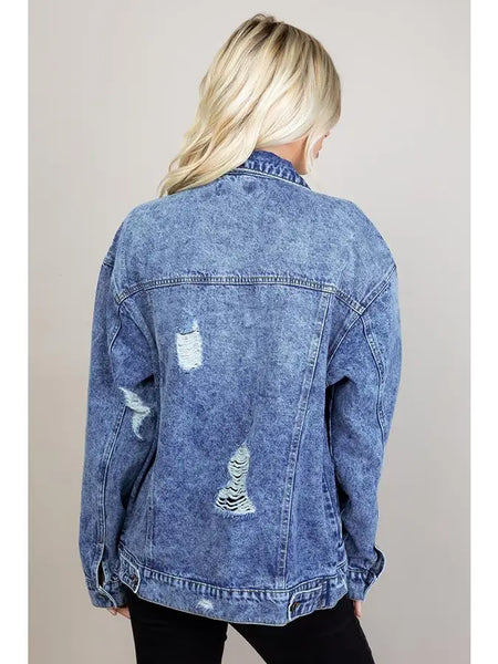 Hannah Oversized Destroyed Denim Jacket