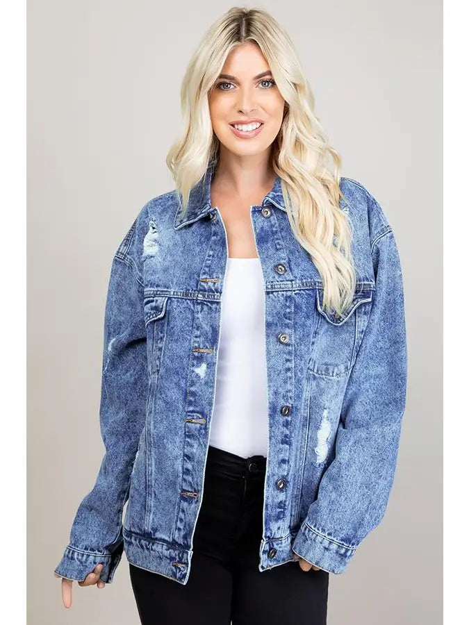 Hannah Oversized Destroyed Denim Jacket