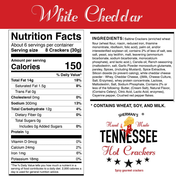 Sherman's Tennessee Hot Crackers, White Cheddar Flavor