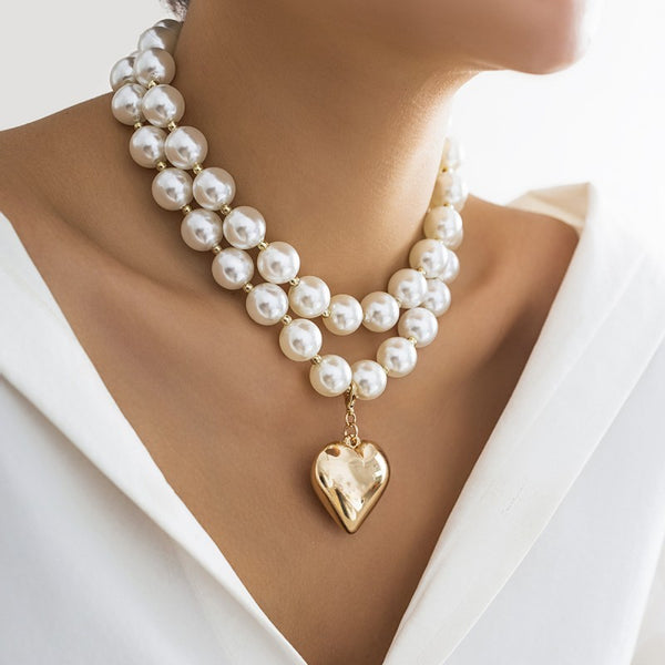 Jessica Heart and Pearl Necklace