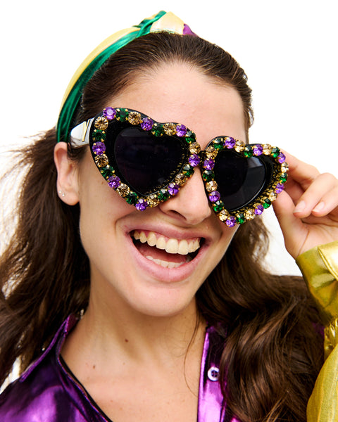Stone Heart Mardi Gras Stone Sunglasses