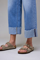 Hidden Medium Light Stretch Cuffed High Rise Wide Leg