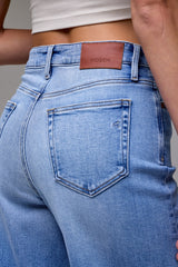 Hidden Medium Light Stretch Cuffed High Rise Wide Leg