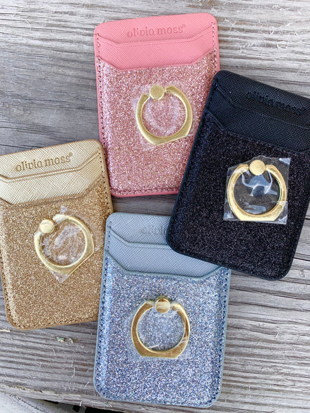 Olivia Moss Glitter Bomb Ring Cling Cardholder-4 Colors