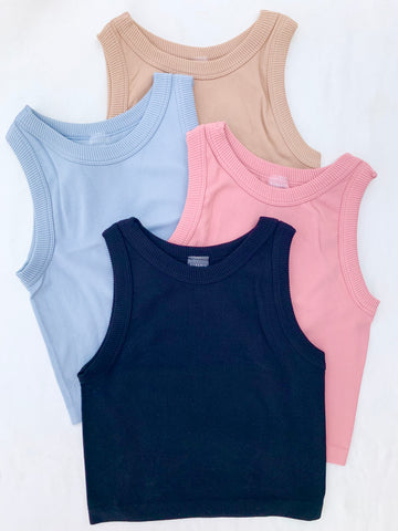 Abigail Ribbed Cropped Tank - 5 Colors