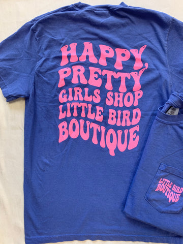 Happy Pretty Girls Shop Little Bird Boutique Bubble Letter T-Shirt