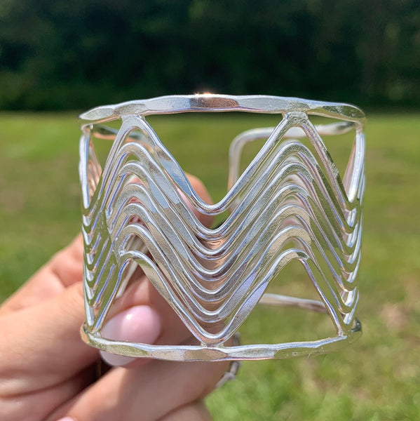 Metal Cuff Bracelets - Silver and Gold