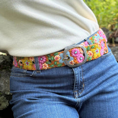 Jenny Krauss In the Garden Floral Embroidered Wool Belt