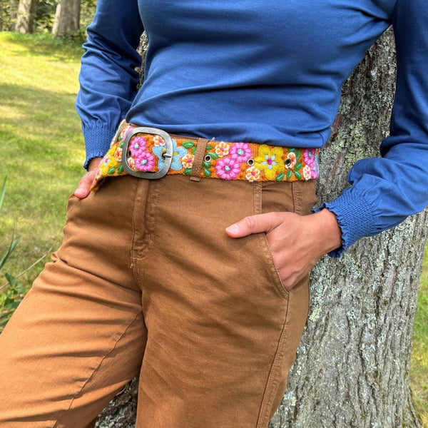 Jenny Krauss In the Garden Floral Embroidered Wool Belt