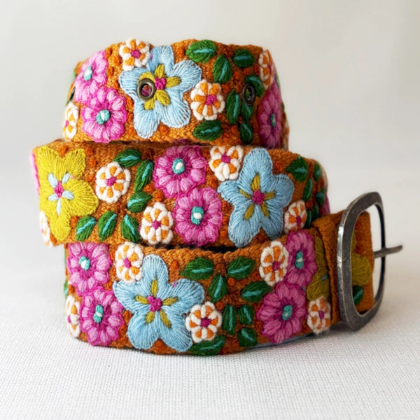 Jenny Krauss In the Garden Floral Embroidered Wool Belt