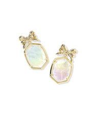 Kendra Scott Daphne Bow Drop Earrings - Gold Iridescent Crystal Ivory Illusion
