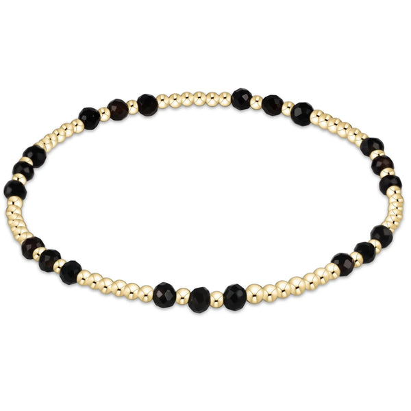 enewton gemstone gold joy pattern 3mm bead bracelet - faceted onyx