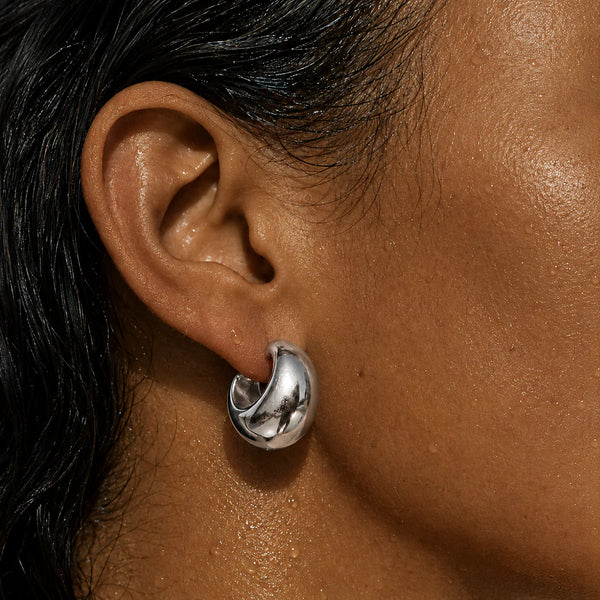 Ellie Vail Kane Dome Half Hoop Earring - Silver