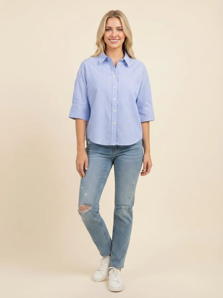 Lawn Stripe Buttondown - Blue